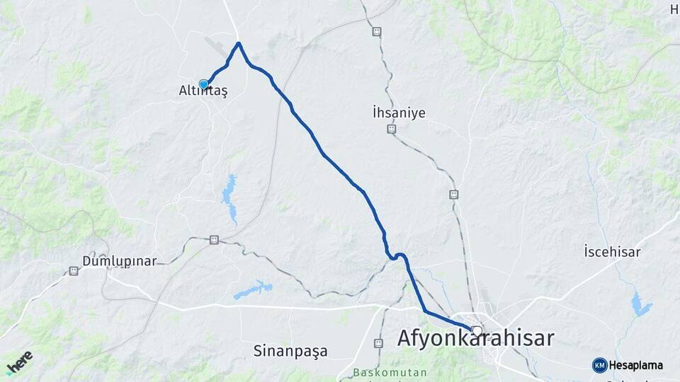 Kütahya Altıntaş Afyonkarahisar Arası Kaç Km - Yol Haritası