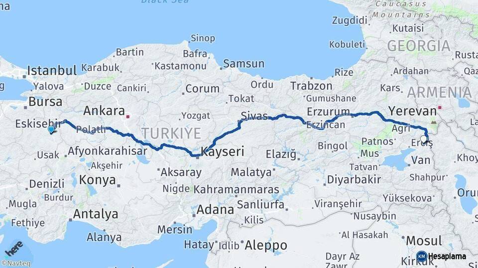 Kütahya Çaldıran Van Arası Kaç Km - Yol Haritası