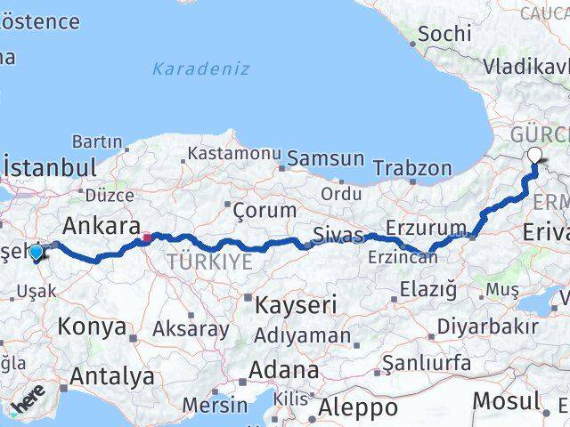 Kütahya Damal Ardahan Arası Kaç Km - Yol Haritası