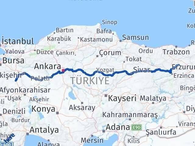 Kütahya Demirözü Bayburt Arası Kaç Km - Yol Haritası