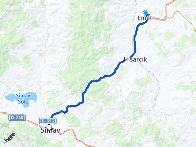 Kütahya Emet Simav Arası Kaç Km - Yol Haritası