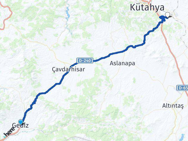 Kütahya Gediz Ağaçköy Arası Kaç Km - Yol Haritası