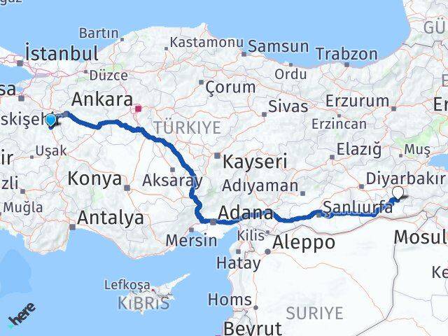 Kütahya Gercüş Batman Arası Kaç Km - Yol Haritası