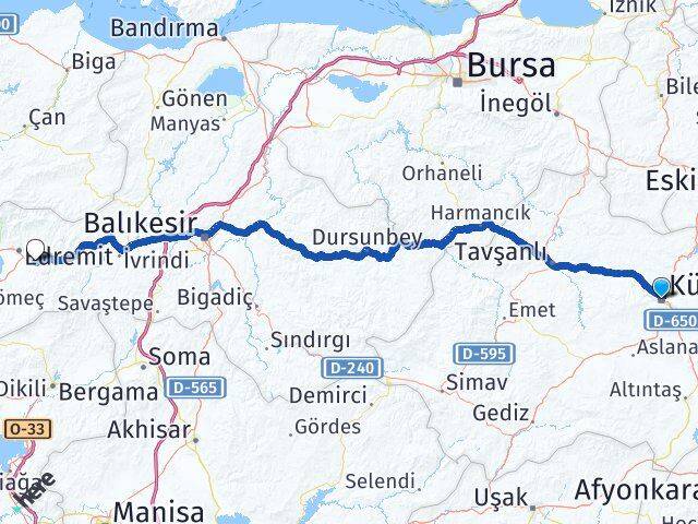 Kütahya Havran Balıkesir Arası Kaç Km - Yol Haritası