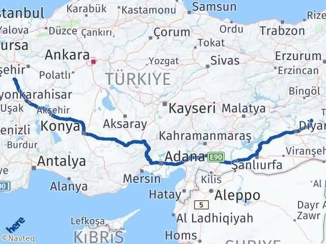 Kütahya Hazro Diyarbakır Arası Kaç Km - Yol Haritası