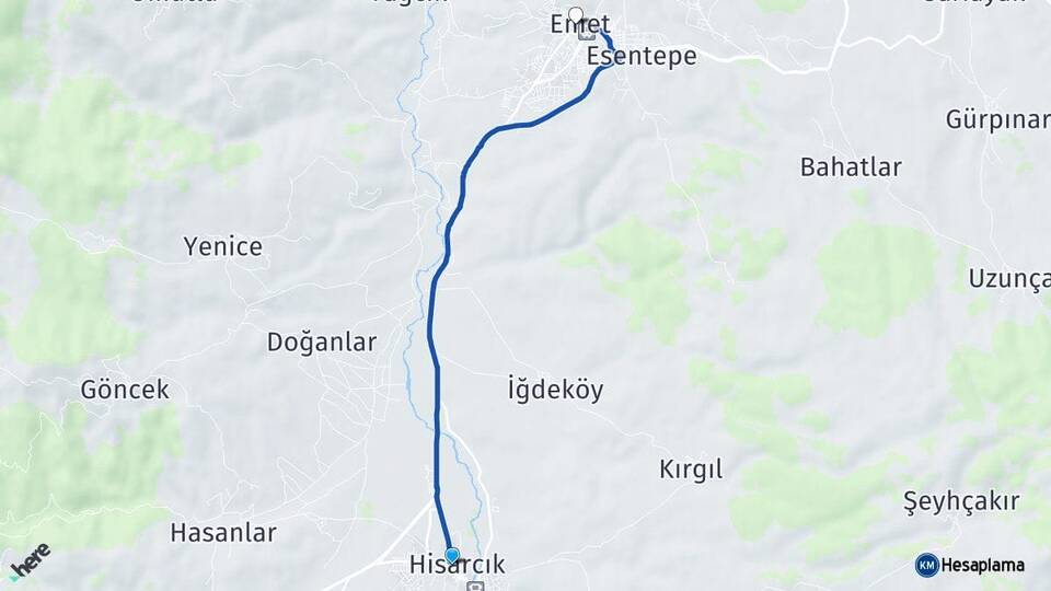 Kütahya Hisarcık Emet Arası Kaç Km - Yol Haritası