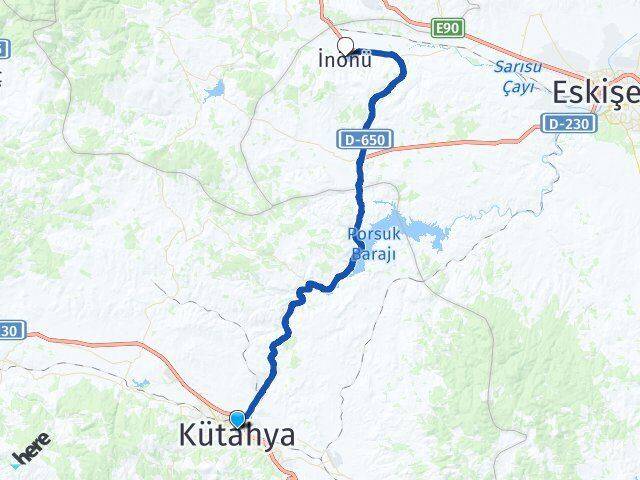 Kütahya İnönü Eskişehir Arası Kaç Km - Yol Haritası