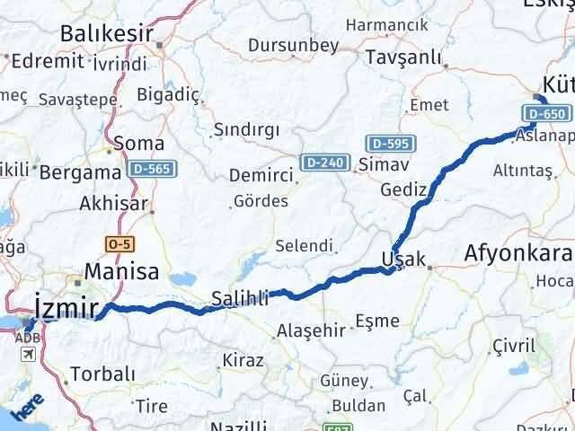 Kütahya Karabağlar İzmir Arası Kaç Km - Yol Haritası