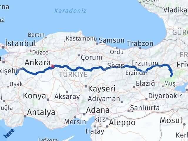 Kütahya Karaçoban Erzurum Arası Kaç Km - Yol Haritası
