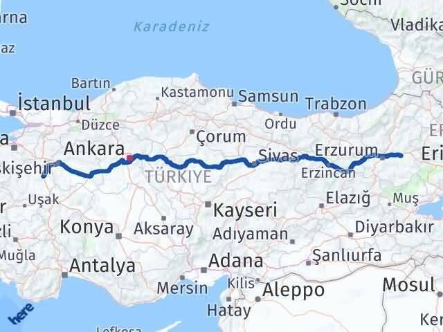 Kütahya Köprüköy Erzurum Arası Kaç Km - Yol Haritası