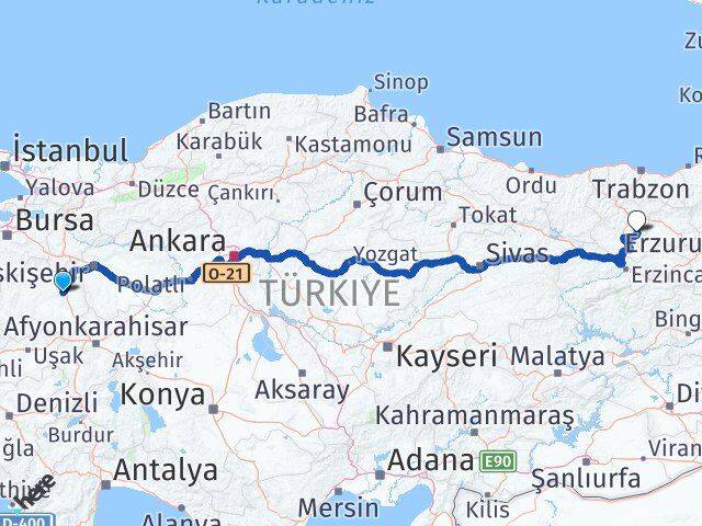 Kütahya Köse Gümüşhane Arası Kaç Km - Yol Haritası