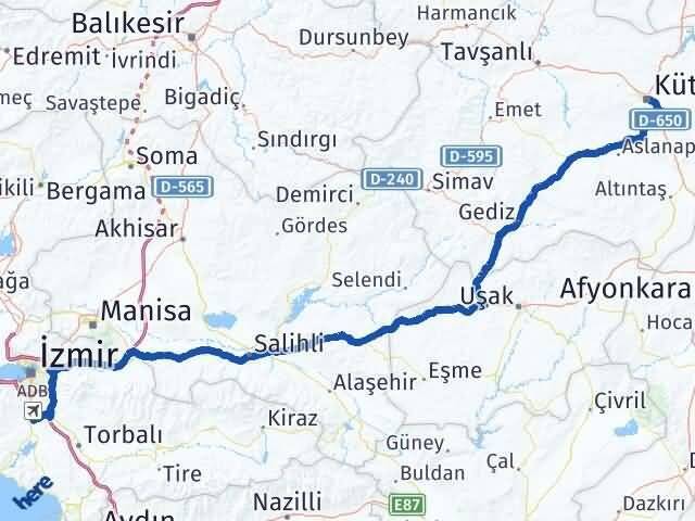 Kütahya Menderes İzmir Arası Kaç Km - Yol Haritası