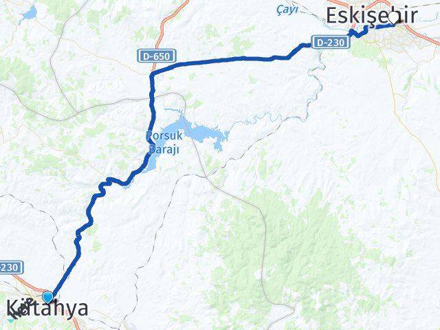 Kütahya Odunpazarı Eskişehir Arası Kaç Km - Yol Haritası