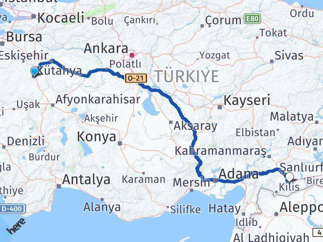 Kütahya Oğuzeli Gaziantep Arası Kaç Km - Yol Haritası