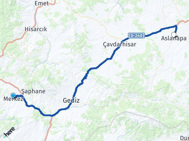 Kütahya Pazarlar Aslanapa Arası Kaç Km - Yol Haritası