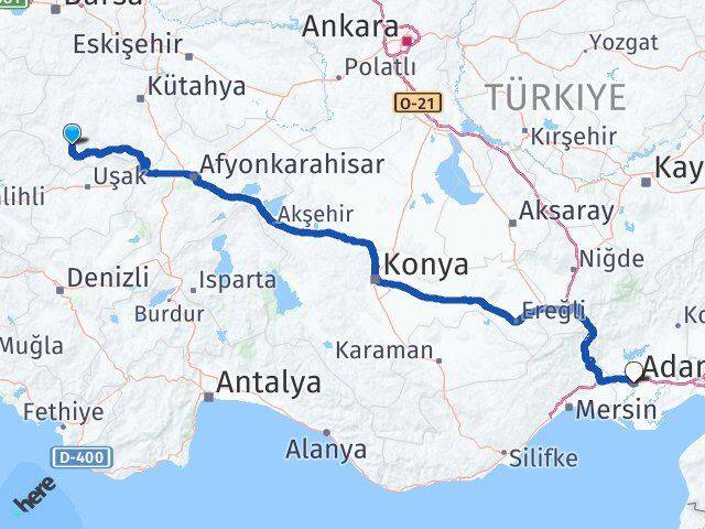 Kütahya Şaphane Adana Arası Kaç Km - Yol Haritası