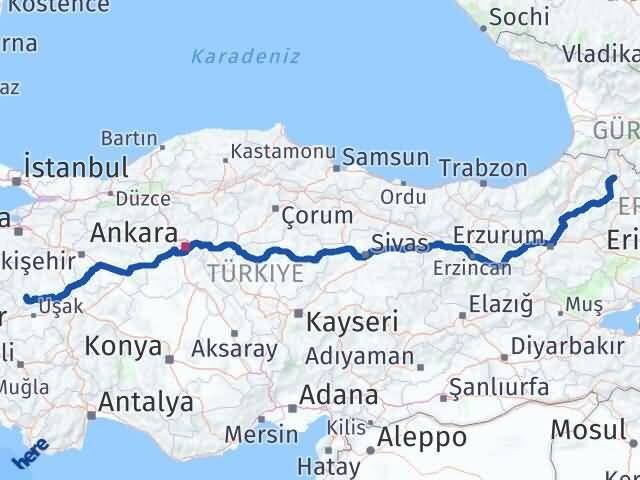 Kütahya Şaphane Ardahan Arası Kaç Km - Yol Haritası