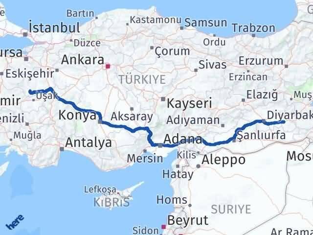 Kütahya Şaphane Batman Arası Kaç Km - Yol Haritası