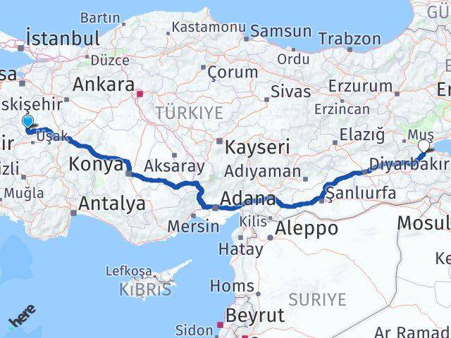 Kütahya Şaphane Bitlis Arası Kaç Km - Yol Haritası