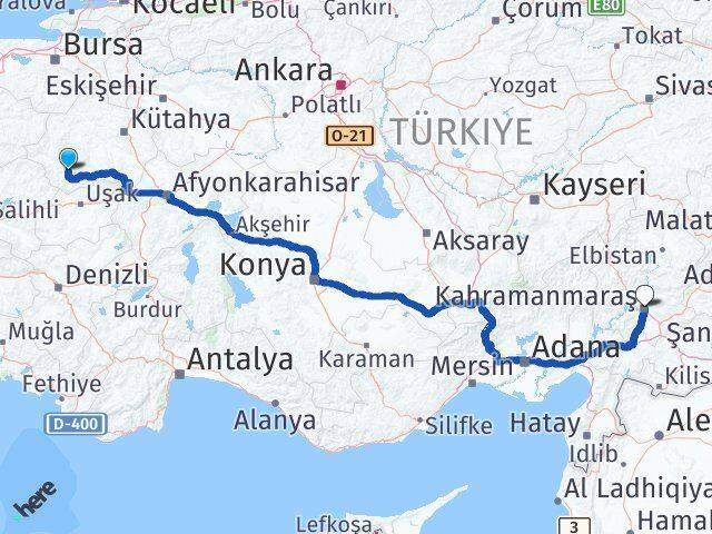 Kütahya Şaphane Kahramanmaraş Arası Kaç Km - Yol Haritası