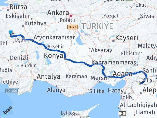 Kütahya Şaphane Kilis Arası Kaç Km - Yol Haritası