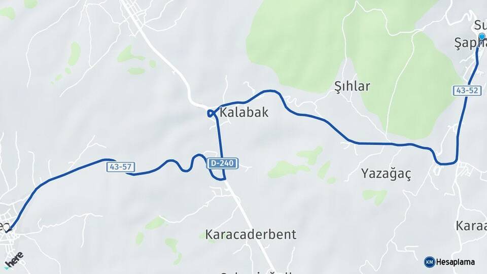 Kütahya Şaphane Pazarlar Arası Kaç Km - Yol Haritası