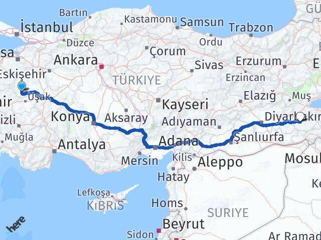 Kütahya Şaphane Siirt Arası Kaç Km - Yol Haritası