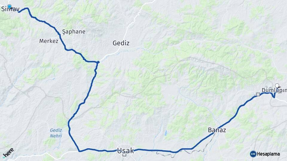 Kütahya Simav Dumlupınar Arası Kaç Km - Yol Haritası