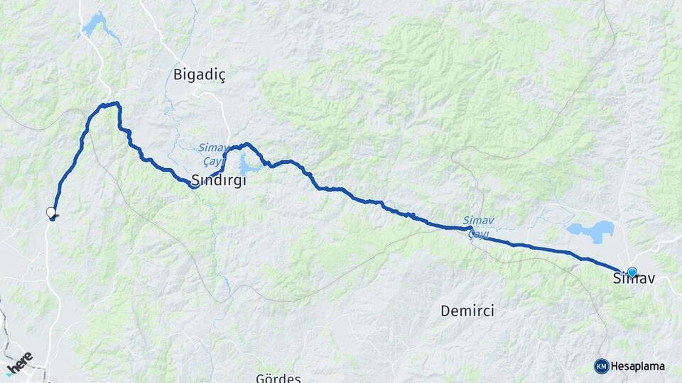 Kütahya Simav Gelenbe Kırkağaç Manisa Arası Kaç Km - Yol Haritası