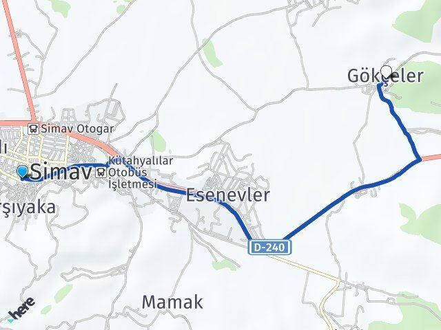 Kütahya Simav Gökçeler Simav Arası Kaç Km - Yol Haritası