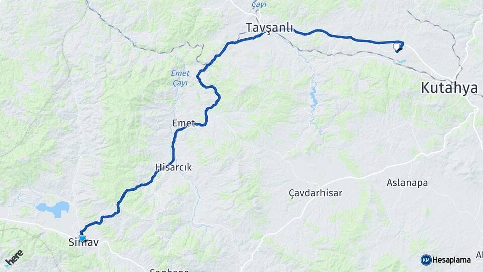 Kütahya Simav Yoncalı Arası Kaç Km - Yol Haritası