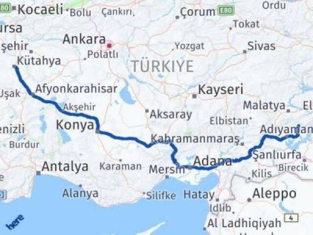 Kütahya Sincik Adıyaman Arası Kaç Km - Yol Haritası