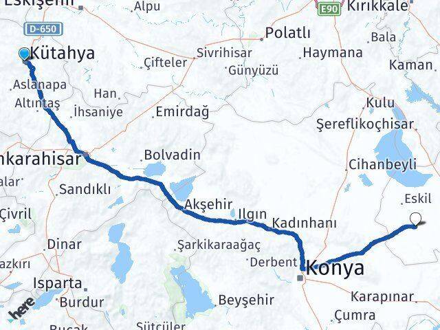Kütahya Sultanhanı Aksaray Arası Kaç Km - Yol Haritası