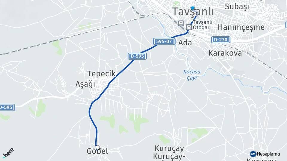 Kütahya Tavşanlı Göbel Tavşanlı Arası Kaç Km - Yol Haritası