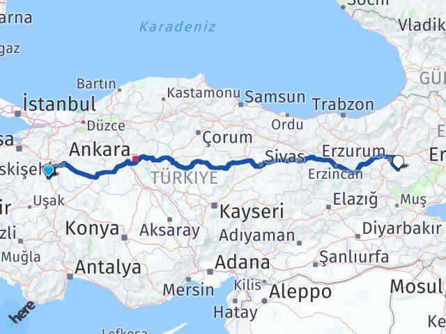 Kütahya Tekman Erzurum Arası Kaç Km - Yol Haritası