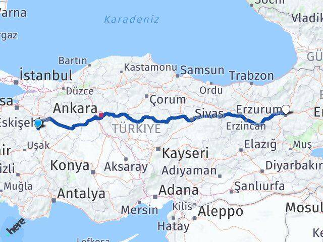 Kütahya Yakutiye Erzurum Arası Kaç Km - Yol Haritası