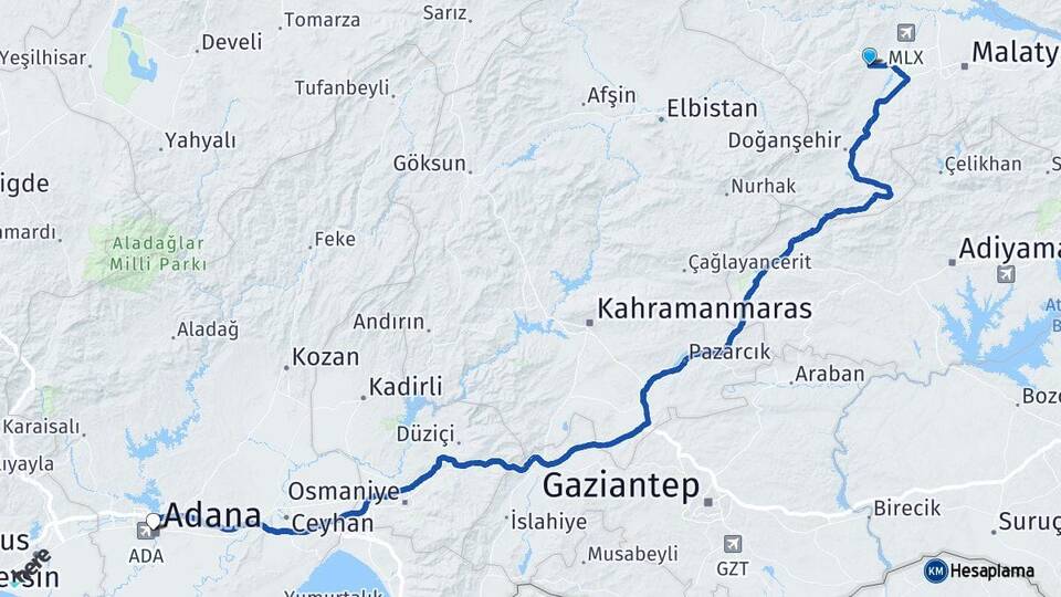 Malatya Akçadağ Adana Arası Kaç Km - Yol Haritası