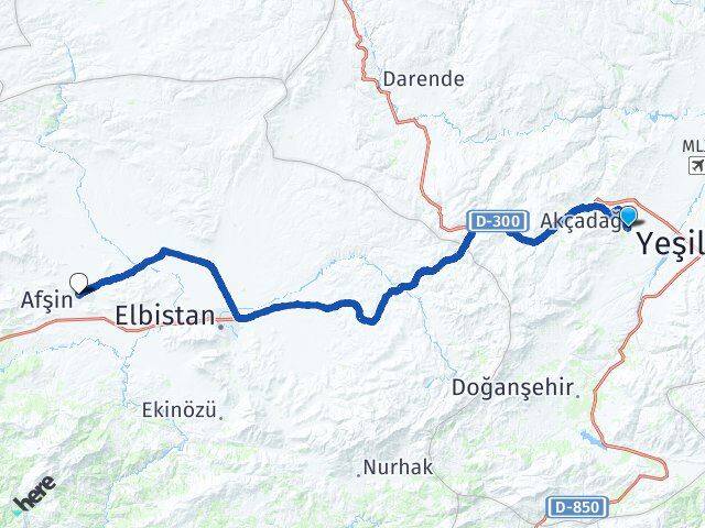 Malatya Akçadağ Afşin Kahramanmaraş Arası Kaç Km - Yol Haritası