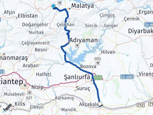 Malatya Akçadağ Akçakale Şanlıurfa Arası Kaç Km - Yol Haritası