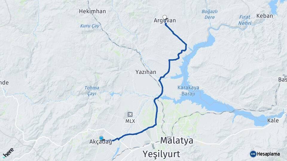 Malatya Akçadağ Arguvan Arası Kaç Km - Yol Haritası
