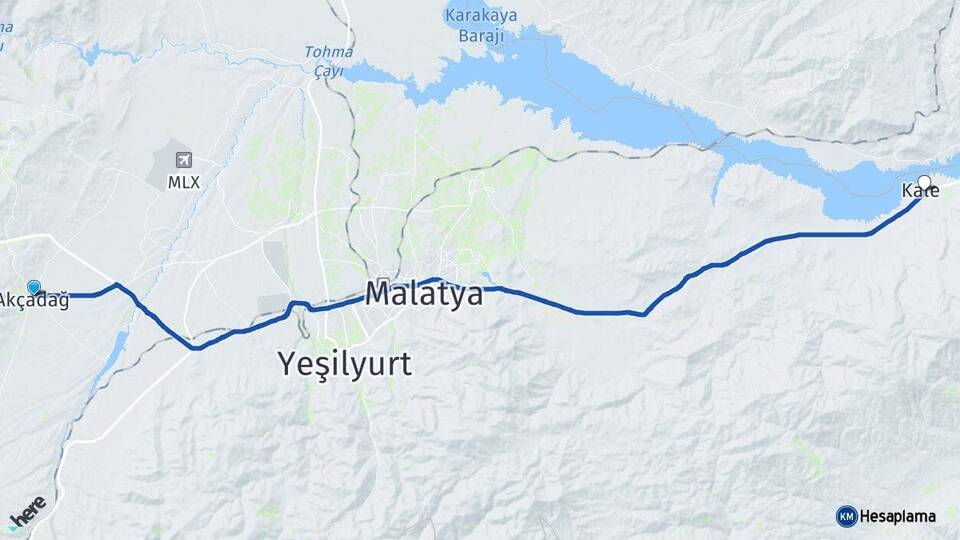 Malatya Akçadağ Kale Arası Kaç Km - Yol Haritası