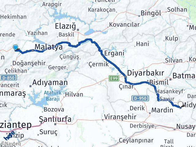 Malatya Akçadağ Midyat Mardin Arası Kaç Km - Yol Haritası