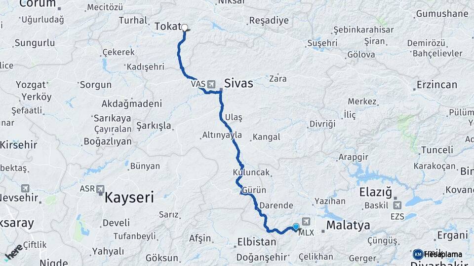 Malatya Akçadağ Tokat Arası Kaç Km - Yol Haritası