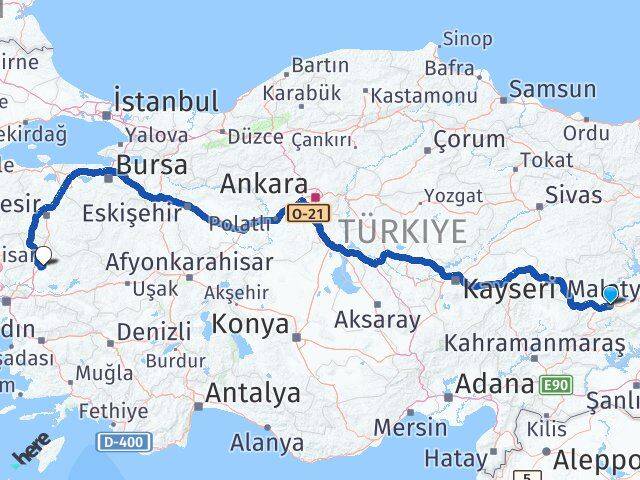 Malatya Akhisar Manisa Arası Kaç Km - Yol Haritası