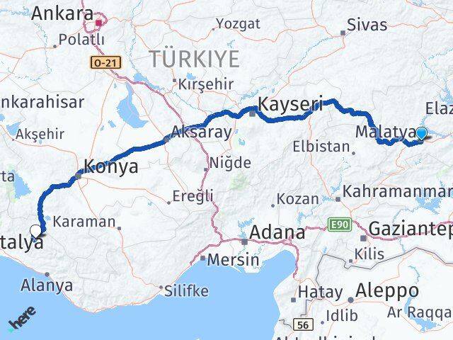 Malatya Akseki Antalya Arası Kaç Km - Yol Haritası