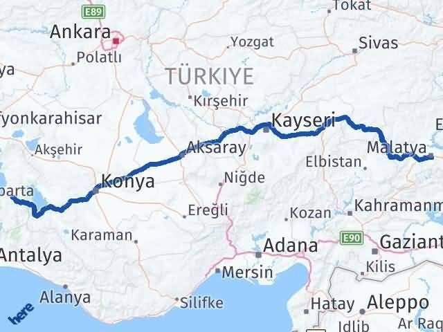 Malatya Aksu Isparta Arası Kaç Km - Yol Haritası