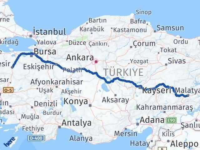 Malatya Altıeylül Balıkesir Arası Kaç Km - Yol Haritası