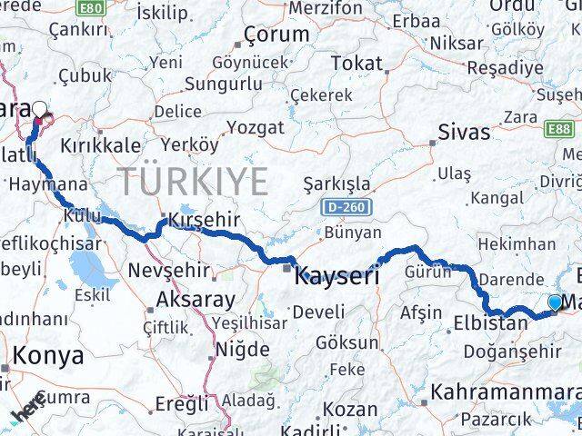 Malatya Altındağ Ankara Arası Kaç Km - Yol Haritası