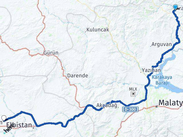 Malatya Arapgir Afşin Kahramanmaraş Arası Kaç Km - Yol Haritası