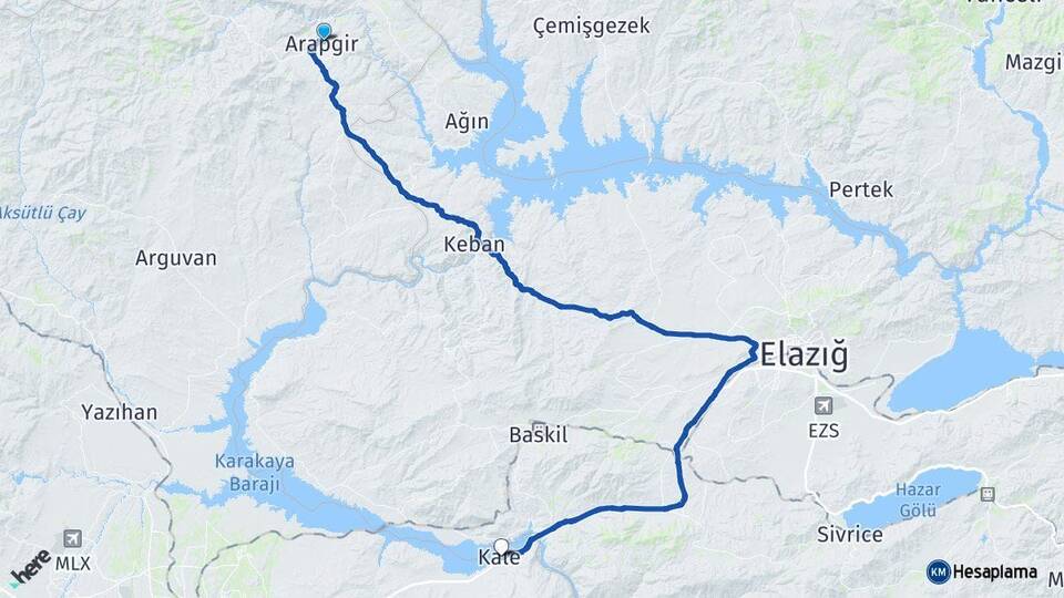 Malatya Arapgir Kale Arası Kaç Km - Yol Haritası